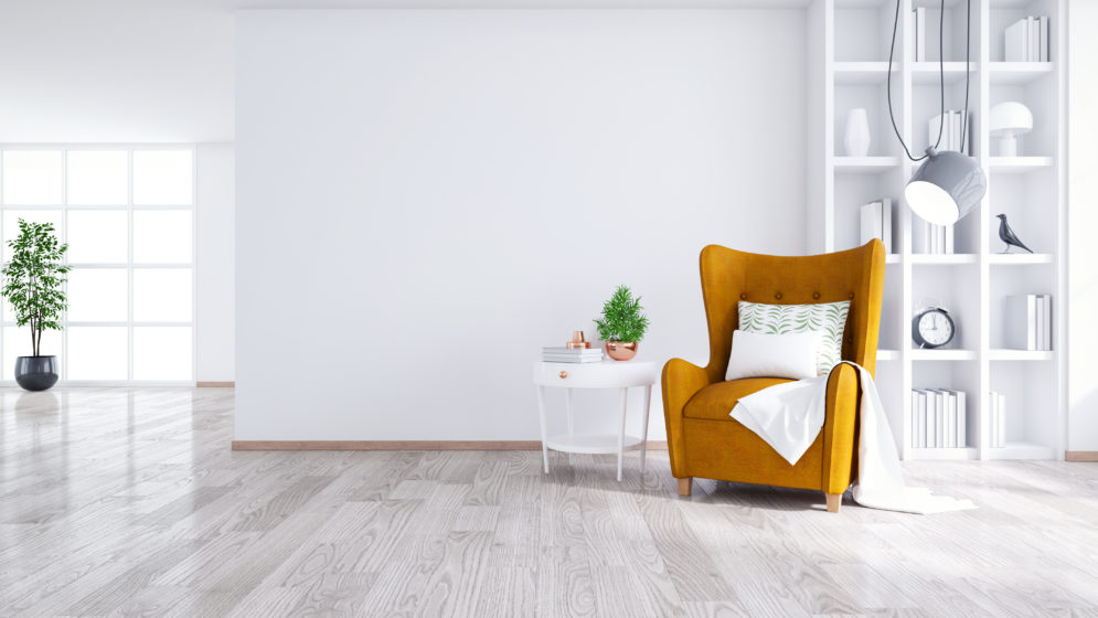 Yellow Sofa with White Wall in Background