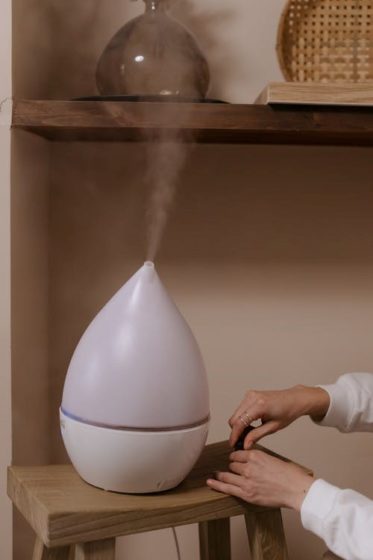 Humidifier on a wooden stool